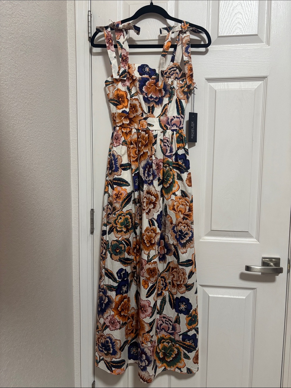 Floral Tie-Shoulder Maxi Dress in Multi